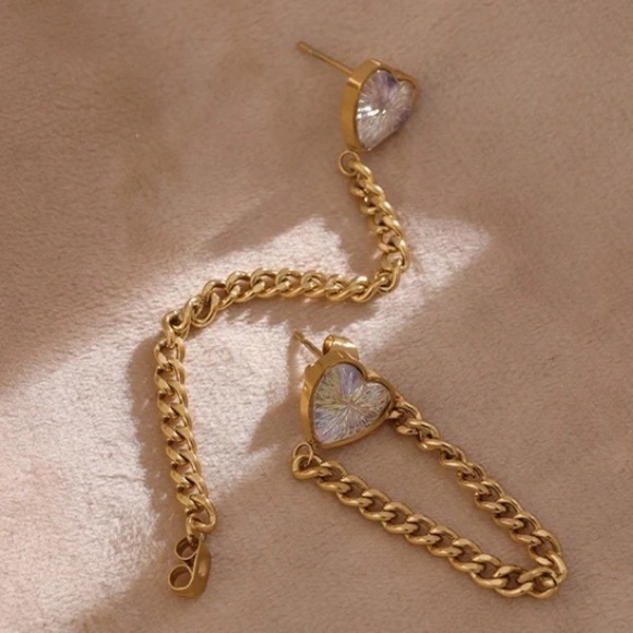 18k Gold Plated Shiny Cubic Zirconia Earrings - Picture 3 of 9